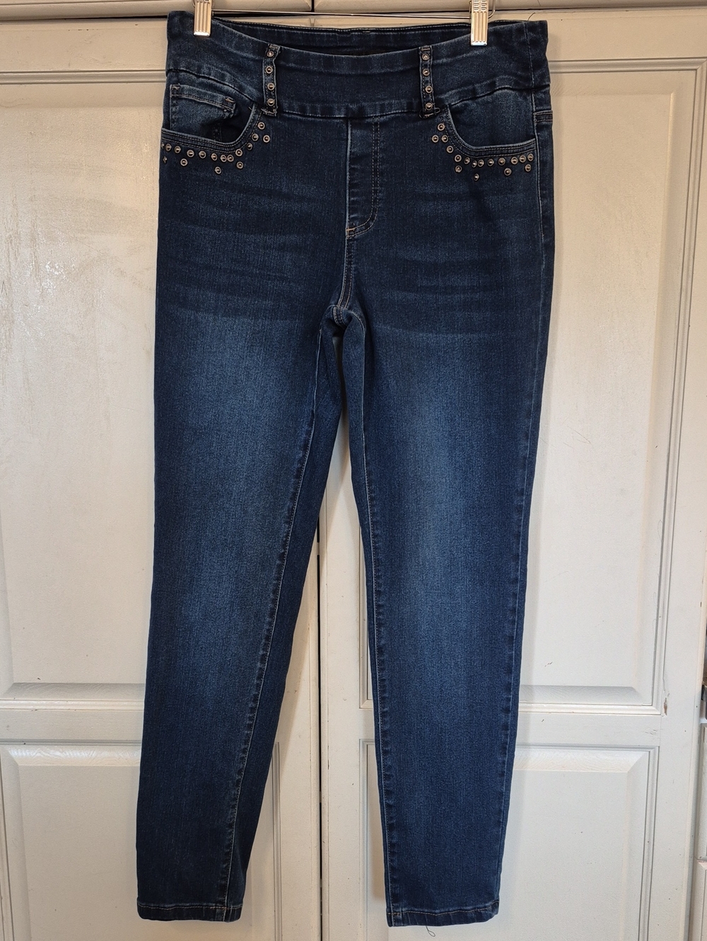 GG Collection Dark Indigo Skinny Jeans with Stud Trim